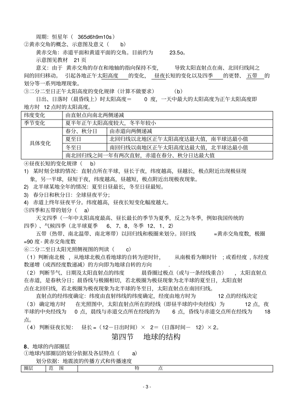 湘教版高中地理必修1复习提纲讲解_第3页