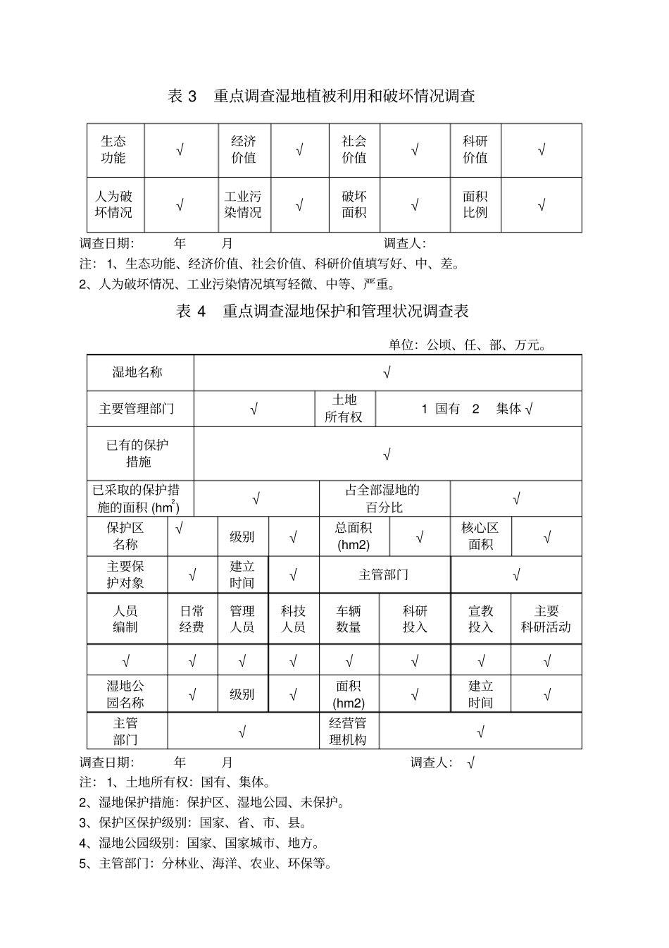 湿地调查表格及说明_第3页