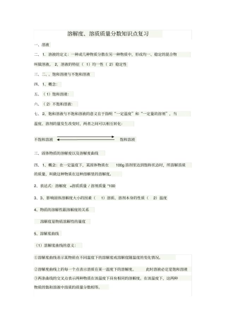 溶解度和溶质质量分数