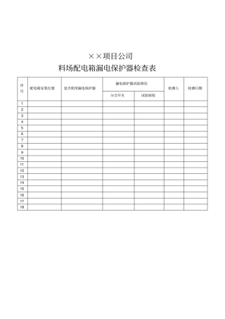 漏电保护器检查表