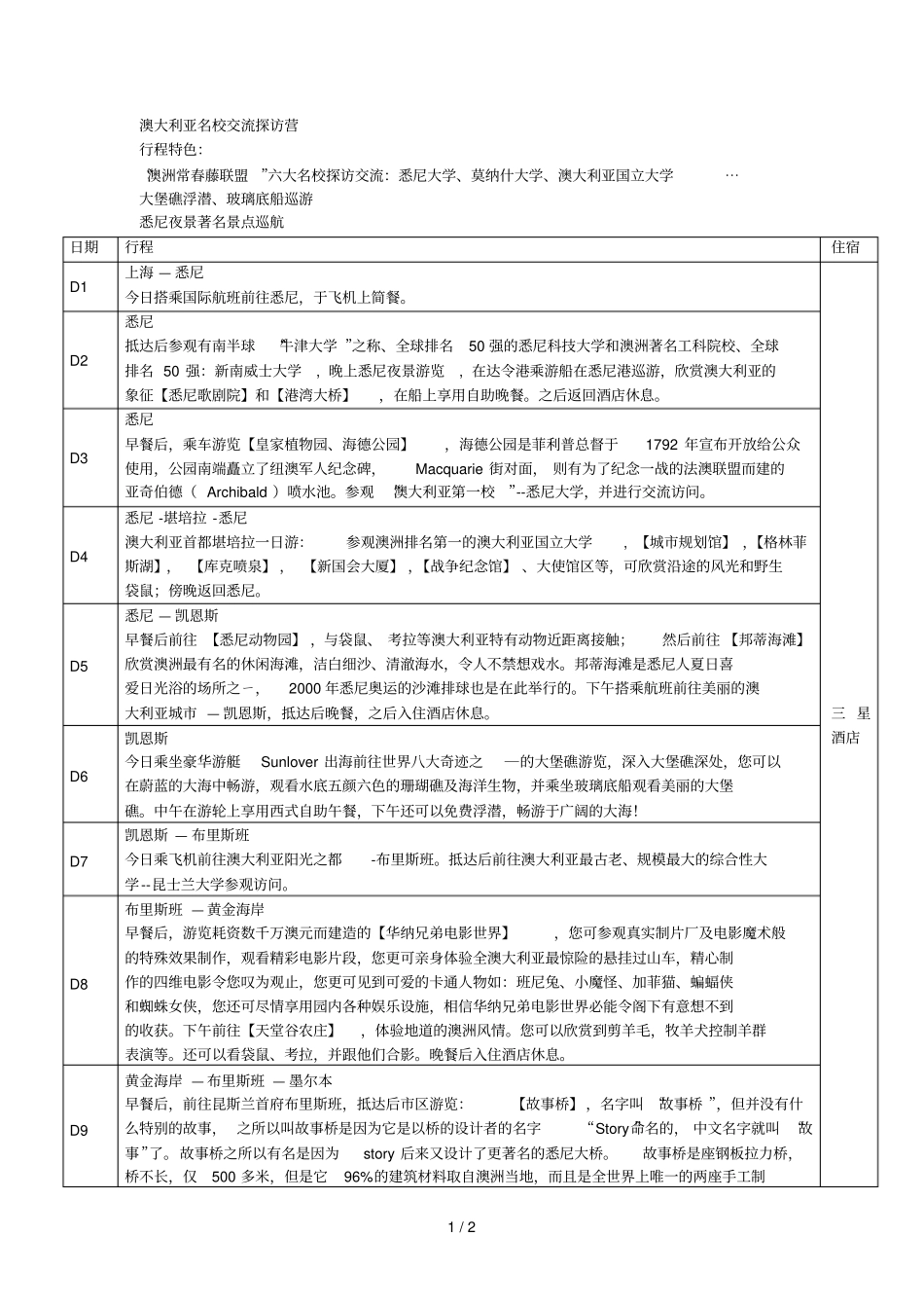 澳大利亚名校交流探访营_第1页