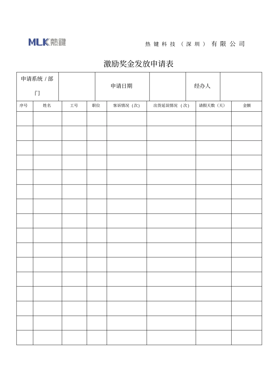 激励奖金发放申请表_第1页
