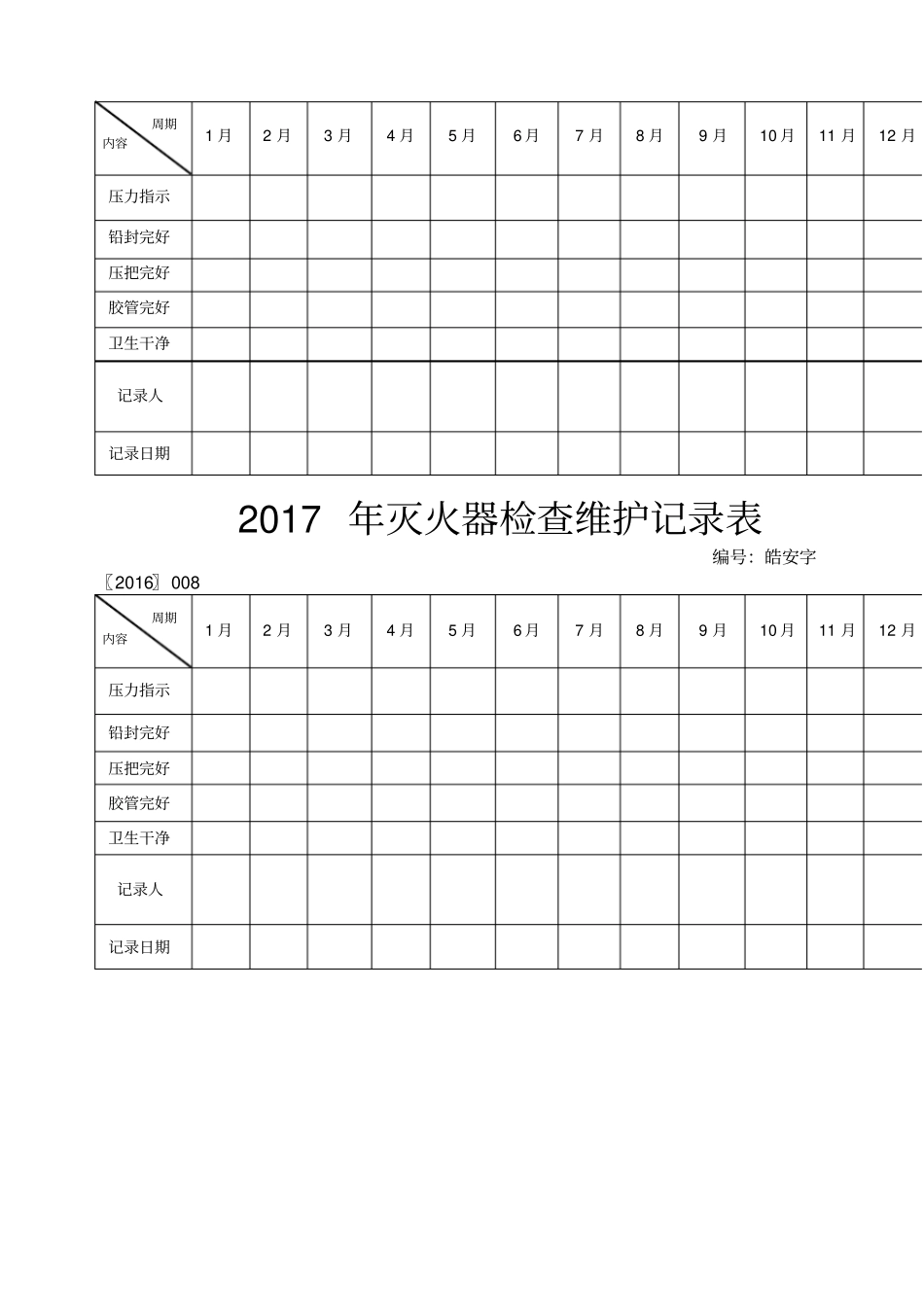 灭火器消防栓检查维护记录表_第2页