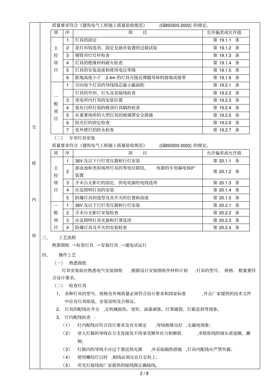 灯具安装分项工程质量技术交底卡_第2页