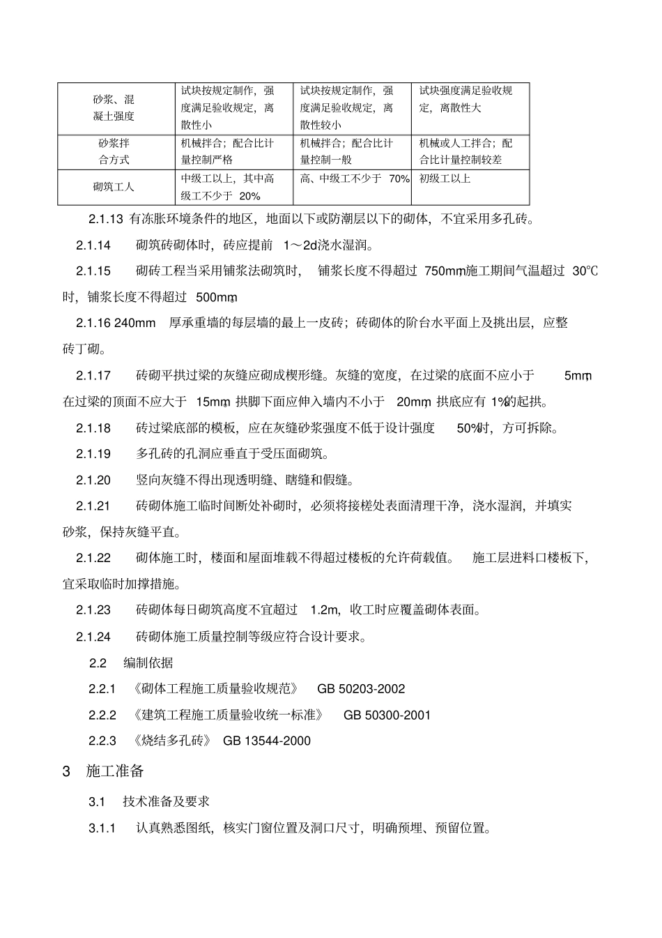 烧结多孔砖砌体施工工艺标准讲解_第3页