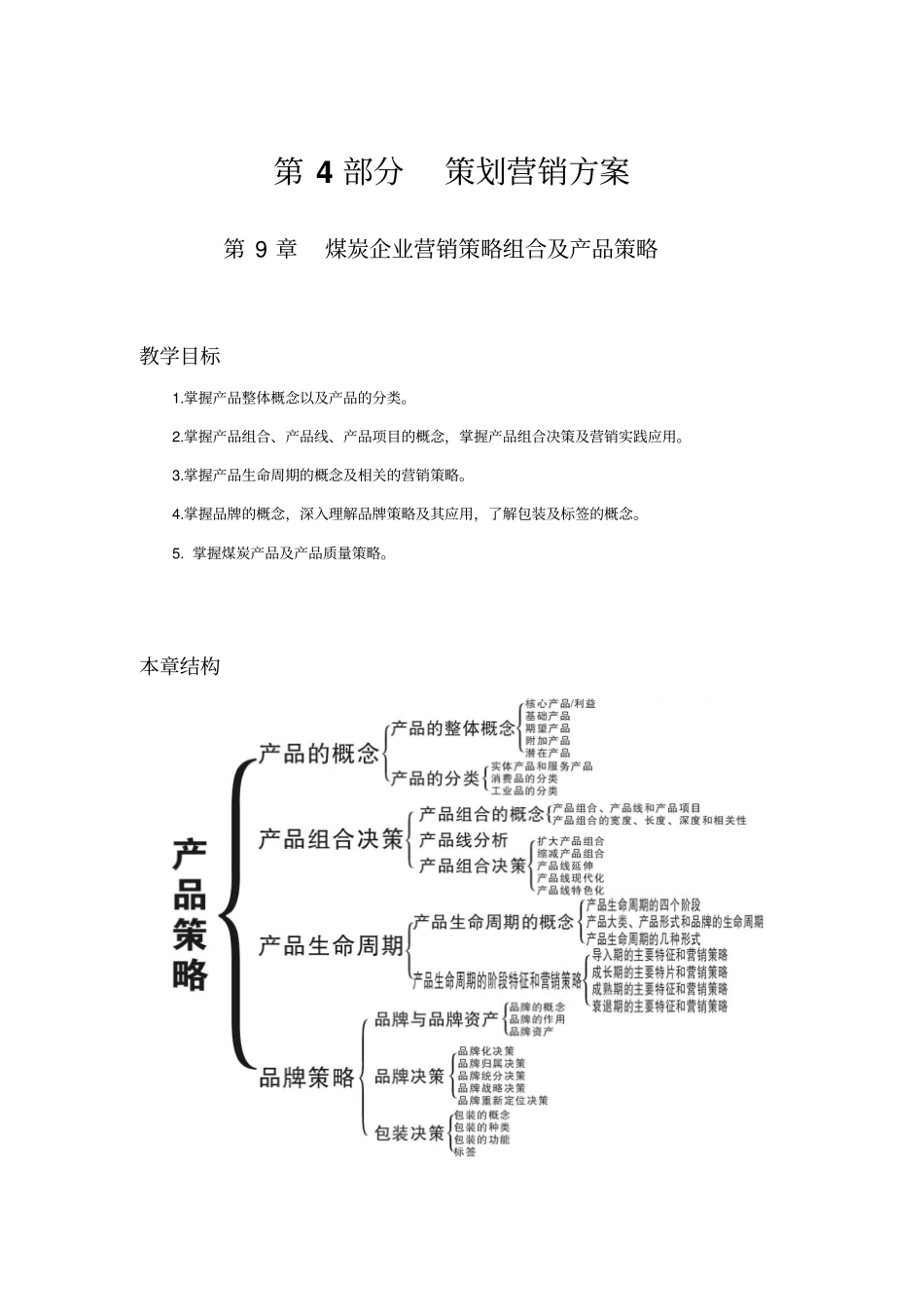 煤炭企业营销策略组合及产品策略_第1页