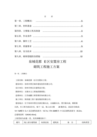 煤矸石砖砌体施工方案