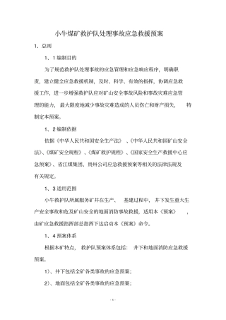 煤矿救护大队处理事故应急救援预