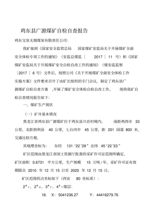 煤矿自检自查报告