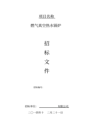 燃气真空锅炉招标文件资料