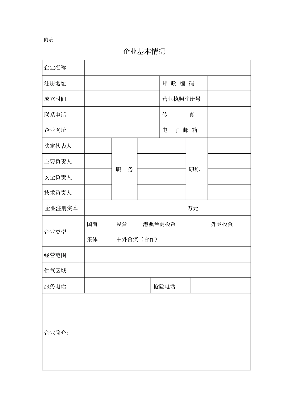 燃气经营许可证换证附表1至5_第1页