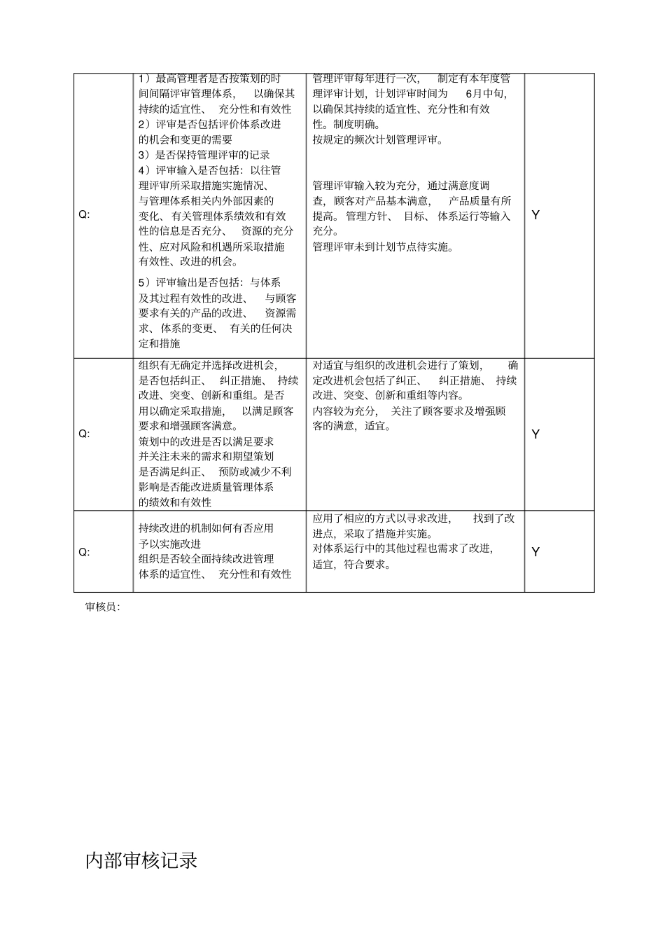 版质量体系各部门内审检查表及审核记录_第2页