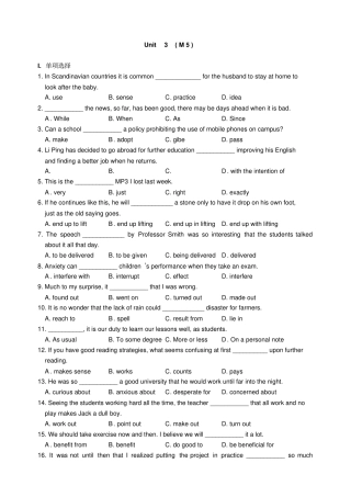 牛津版高二英语上学期unit3练习