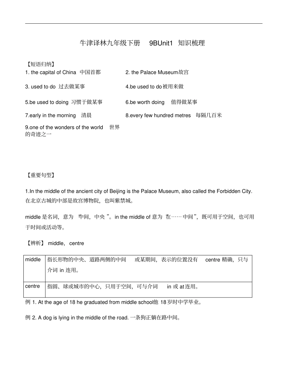 牛津译林九年级下册9BUnit1知识梳理_第1页