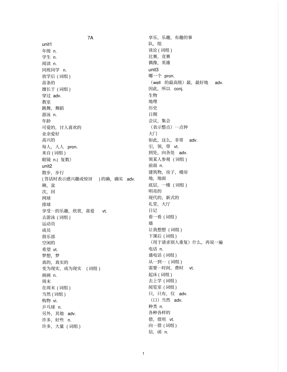 牛津译林初中英语单词表综述_第1页