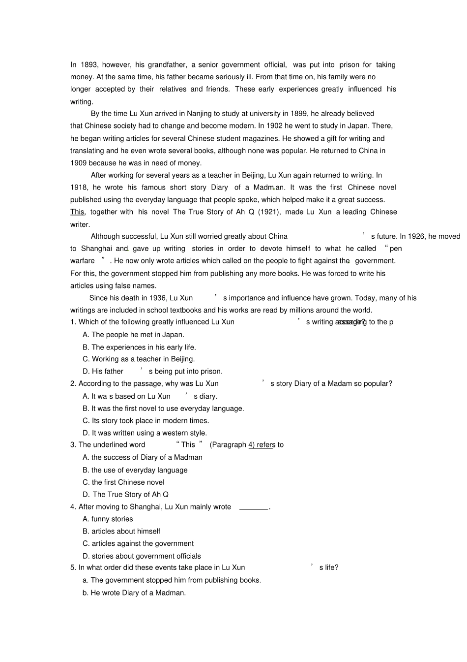 牛津译林版9AUnit4Period3ReadingⅡ同步练习含答案_第3页