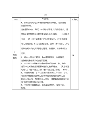 物业三级服务标准