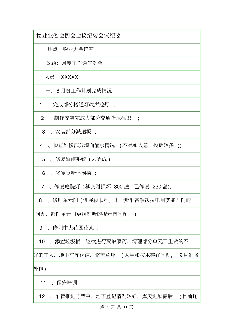 物业业委会例会会议纪要会议纪要_第1页