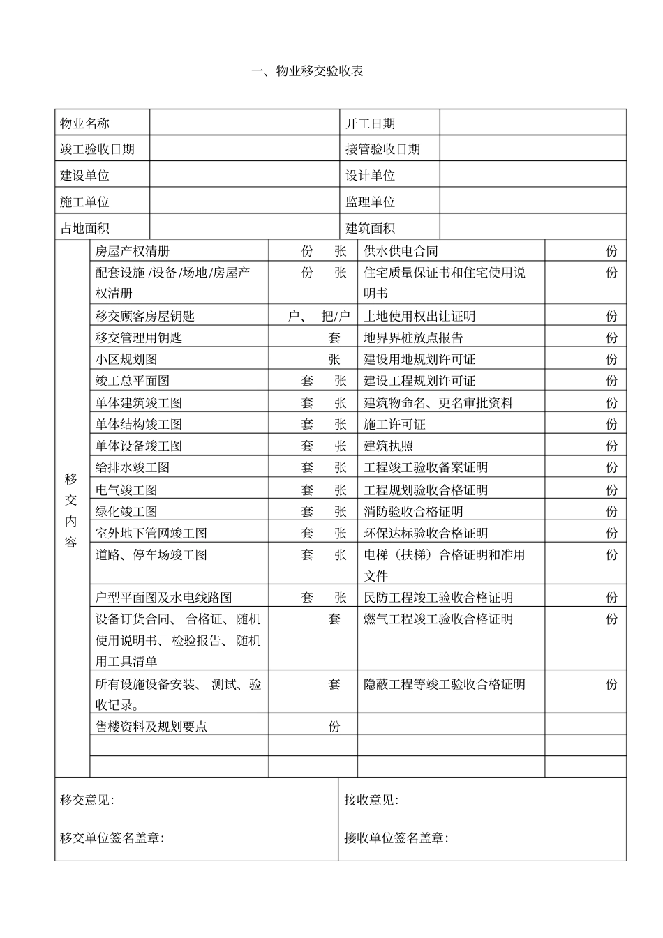 物业交接表格_第2页