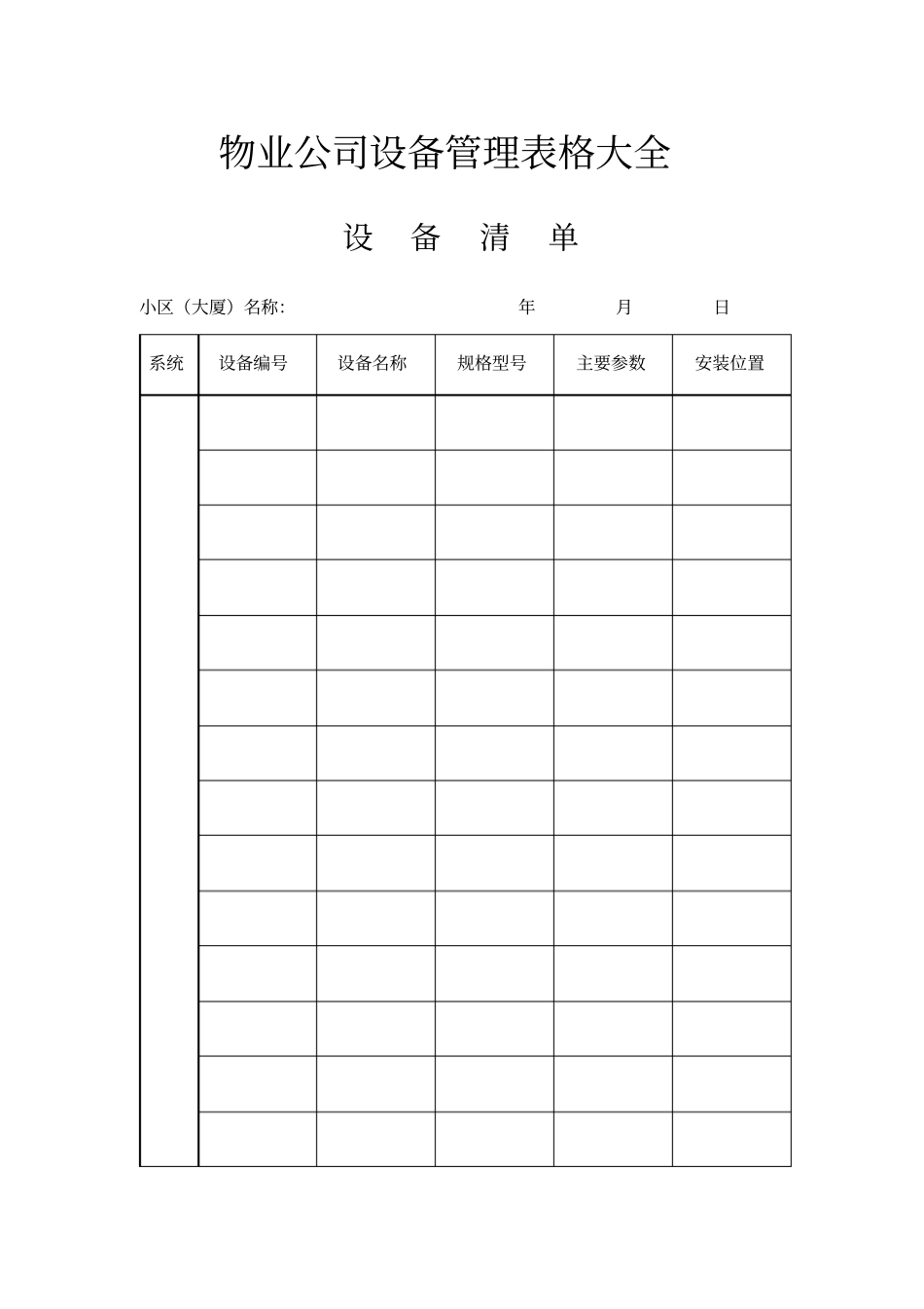 物业公司设备管理表格大全_第1页