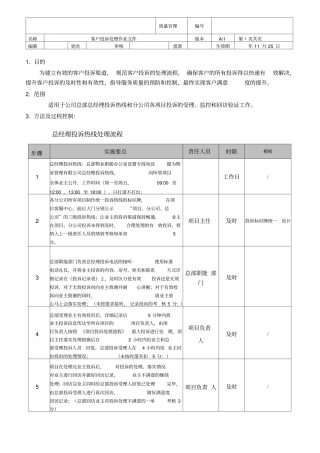 物业投诉处理、监控流程