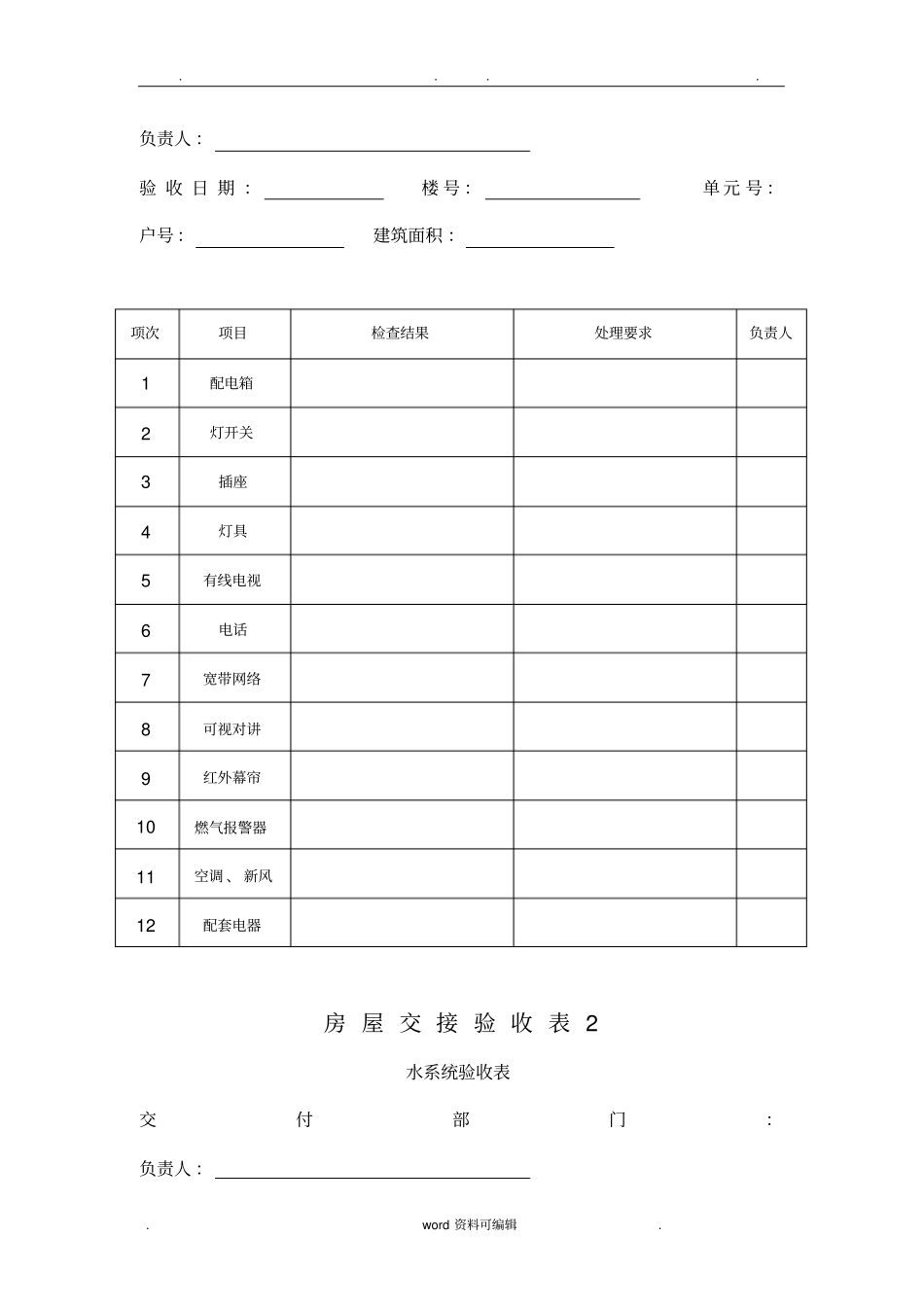 物业接管验收表格模板_第3页