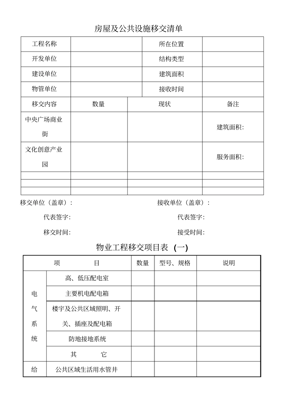 物业移交表格全套_第1页