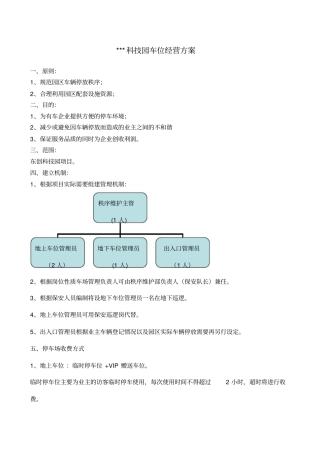 物业车位经营方案+