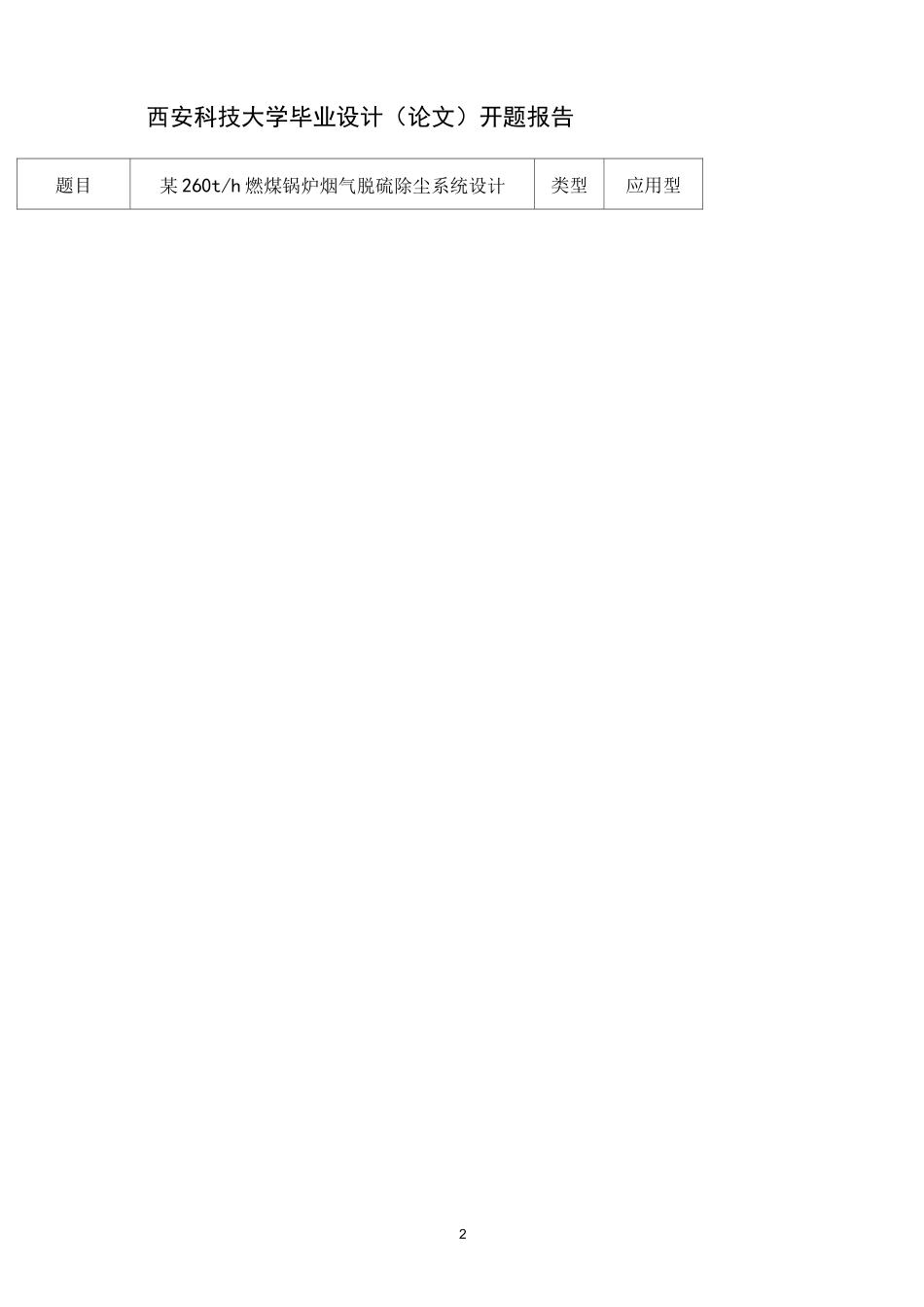 某260th燃煤锅炉烟气脱硫除尘系统设计开题报告_第2页