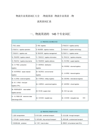 物流专业英语词汇资料