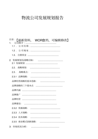 物流公司发展规划报告