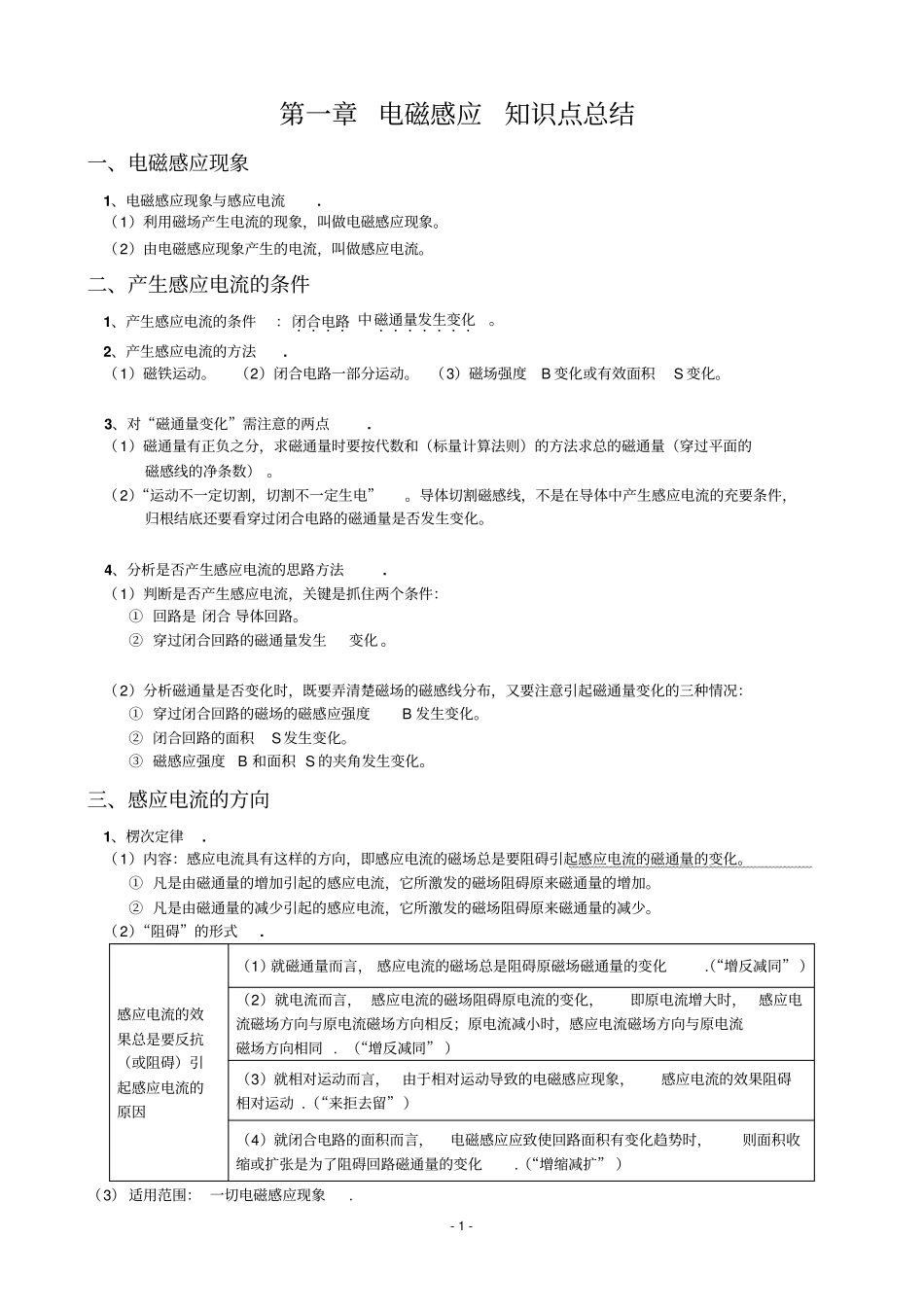 物理选修2_电磁感应总结加习题综述_第1页