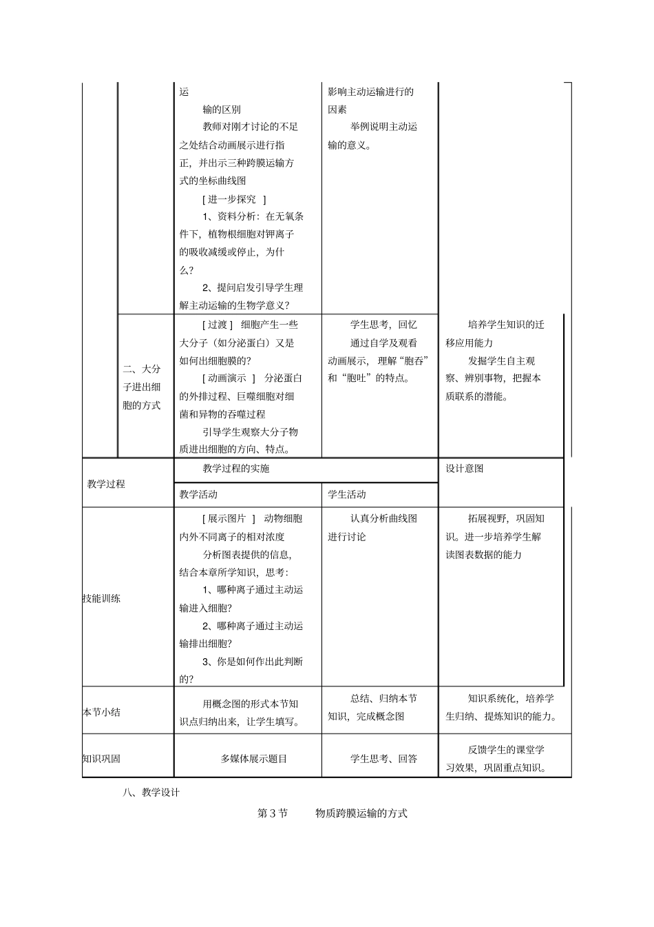 物质跨膜运输的方式教学设计_第3页