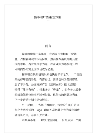 猫哆哩广告策划方案