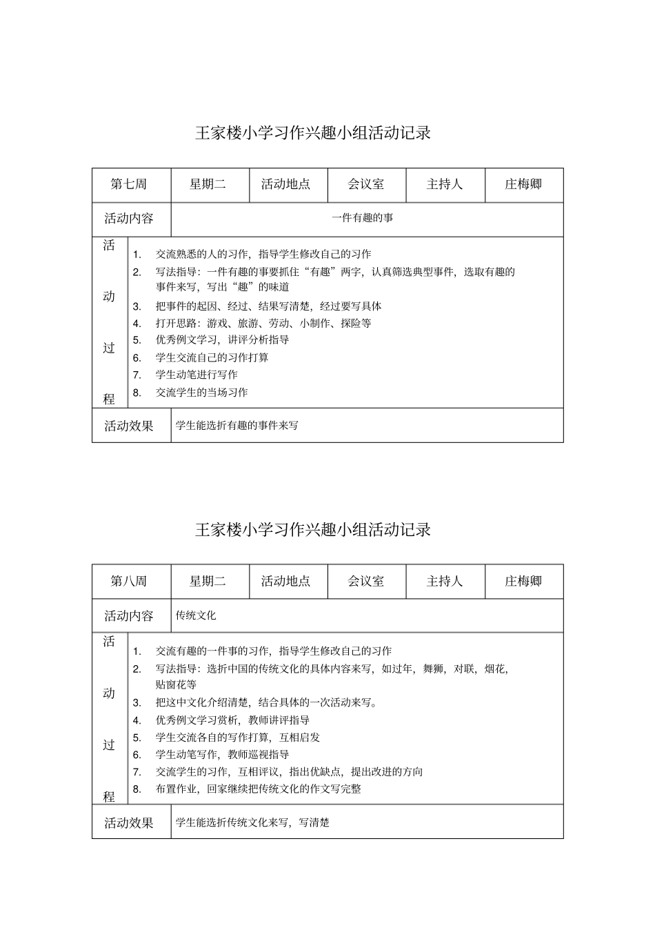 王家楼小学习作兴趣小组活动记录_第3页