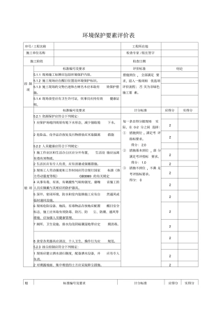 环境保护要素评价表