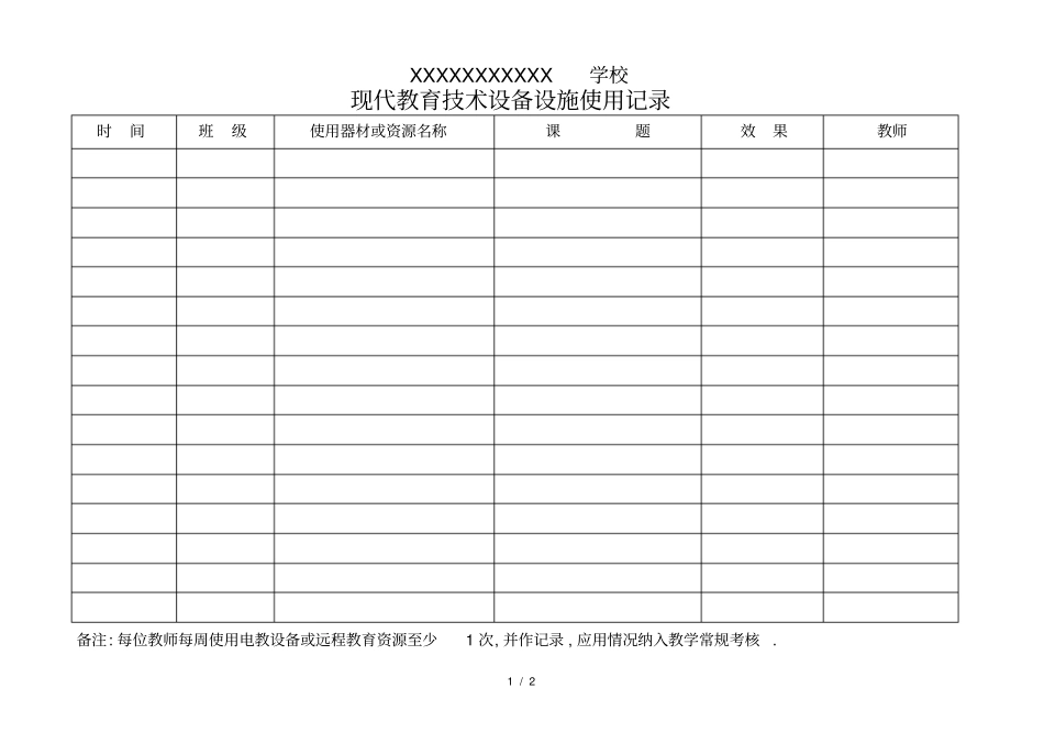 现代教育技术设备设施使用记录_第1页