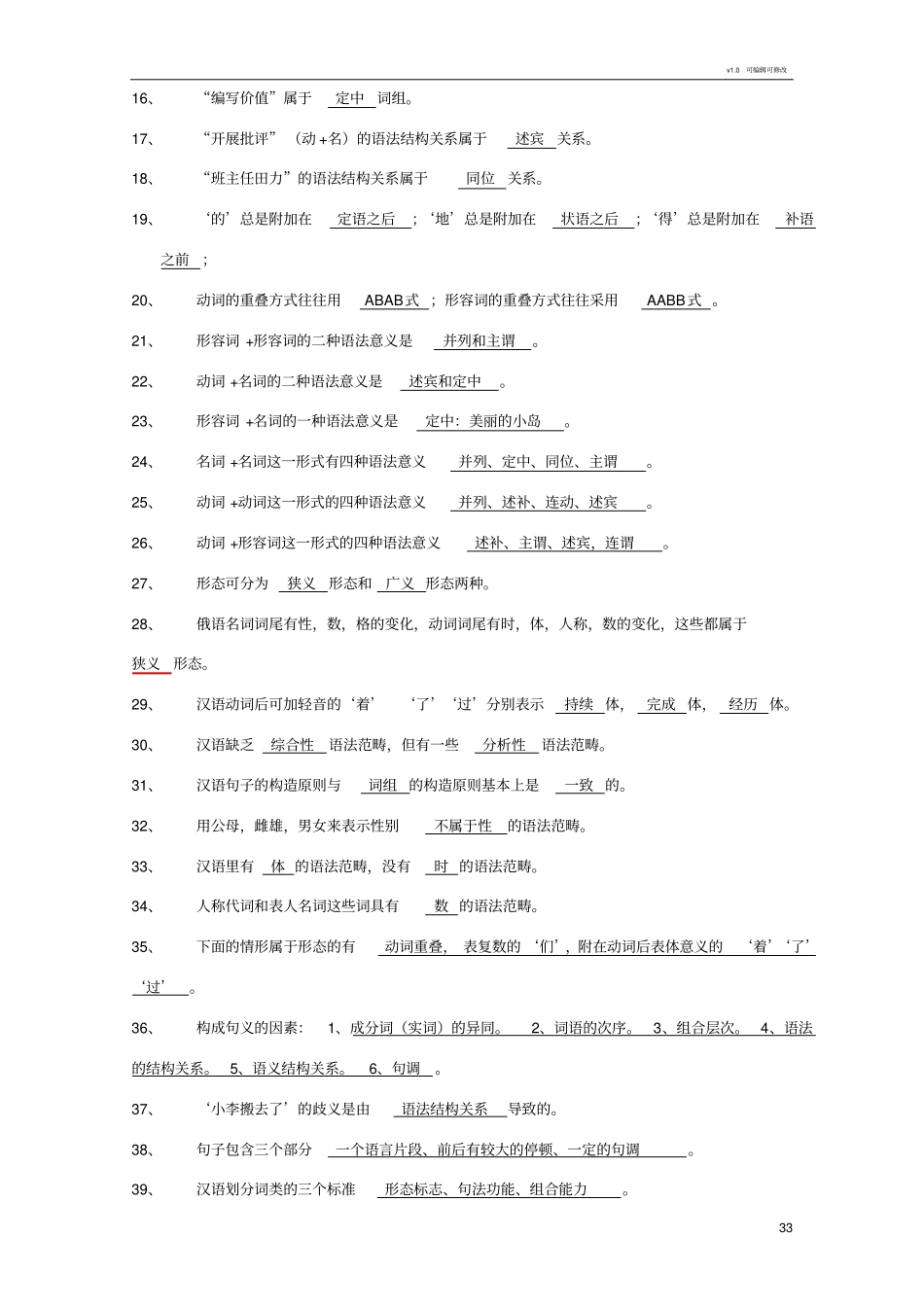 现代汉语语法学习题集_第3页