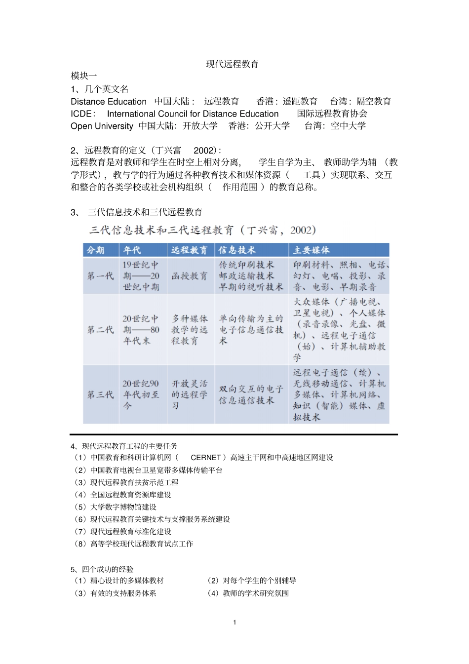 现代远程教育考试重点综述_第1页