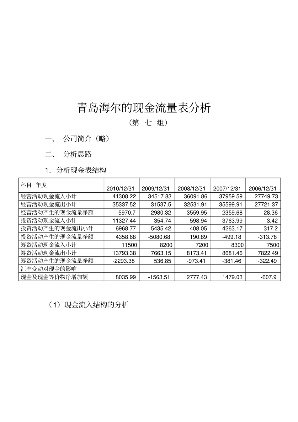 现金流量表分析实训报告_第2页