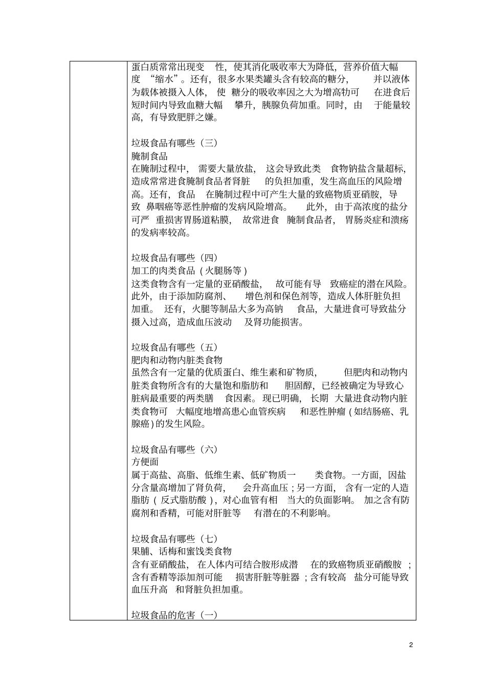 珍爱生命拒绝垃圾食品活动记录表_第2页