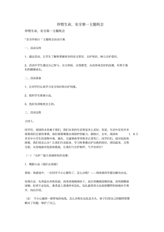 珍惜生命,安全第一主题班会