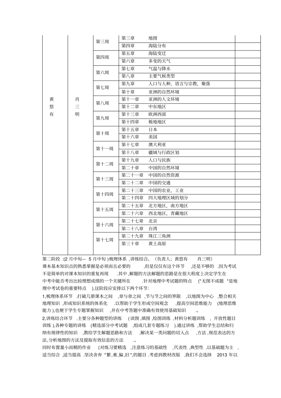 珠兰示范学校九年级地理中考备考计划_第2页