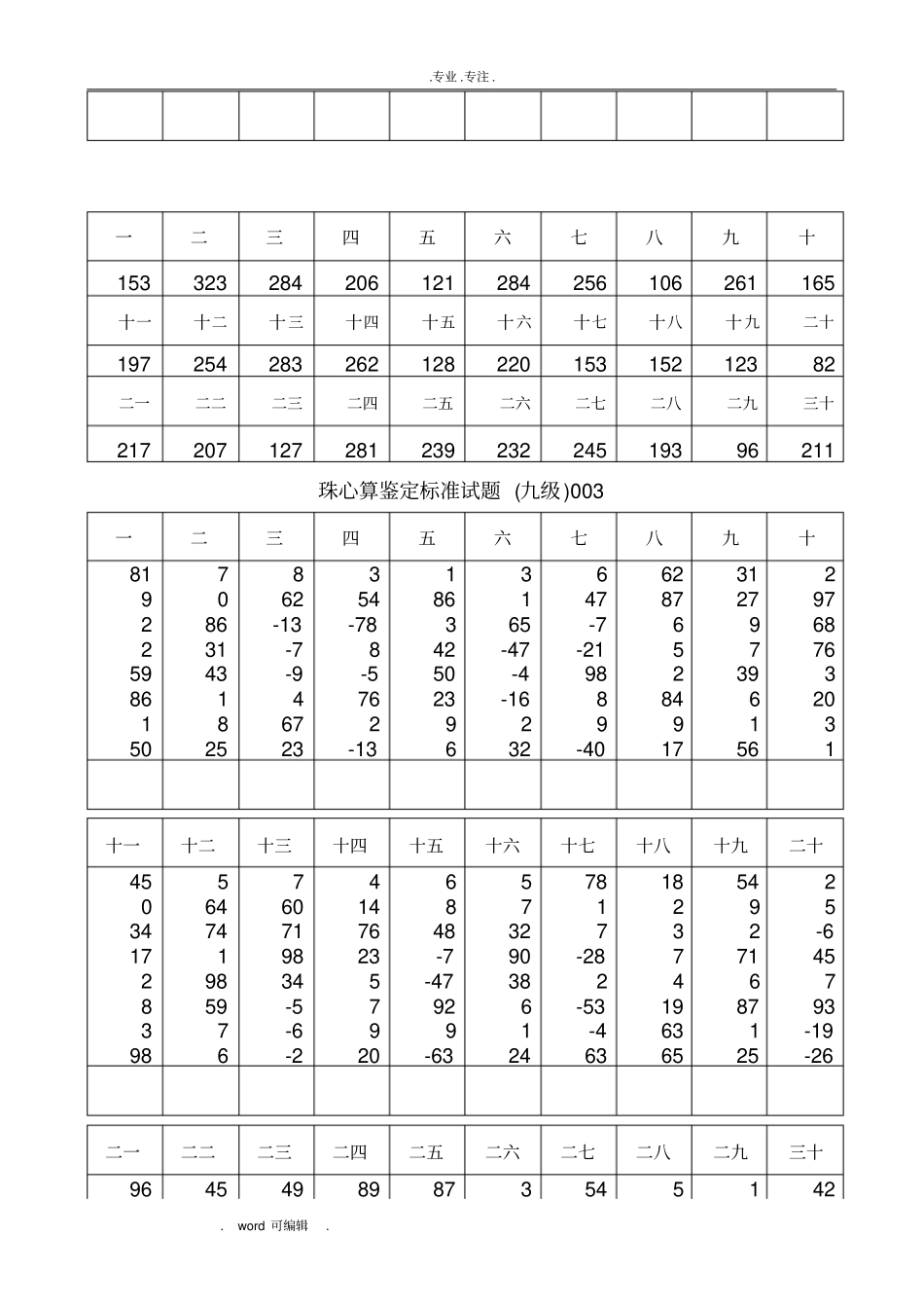 珠心算9级练习试题_第3页