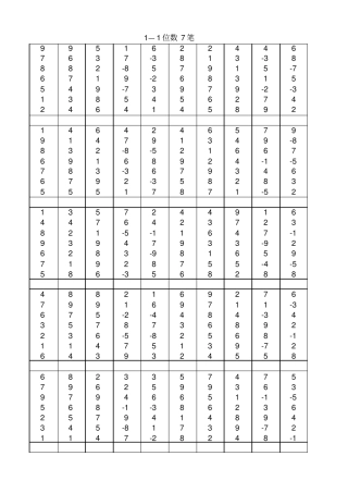 珠心算一位7笔练习题