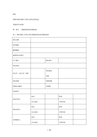 珠海城更新工作参与单位信用信息