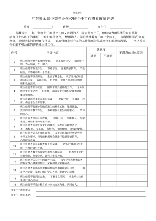 班主任工作满意度测评表