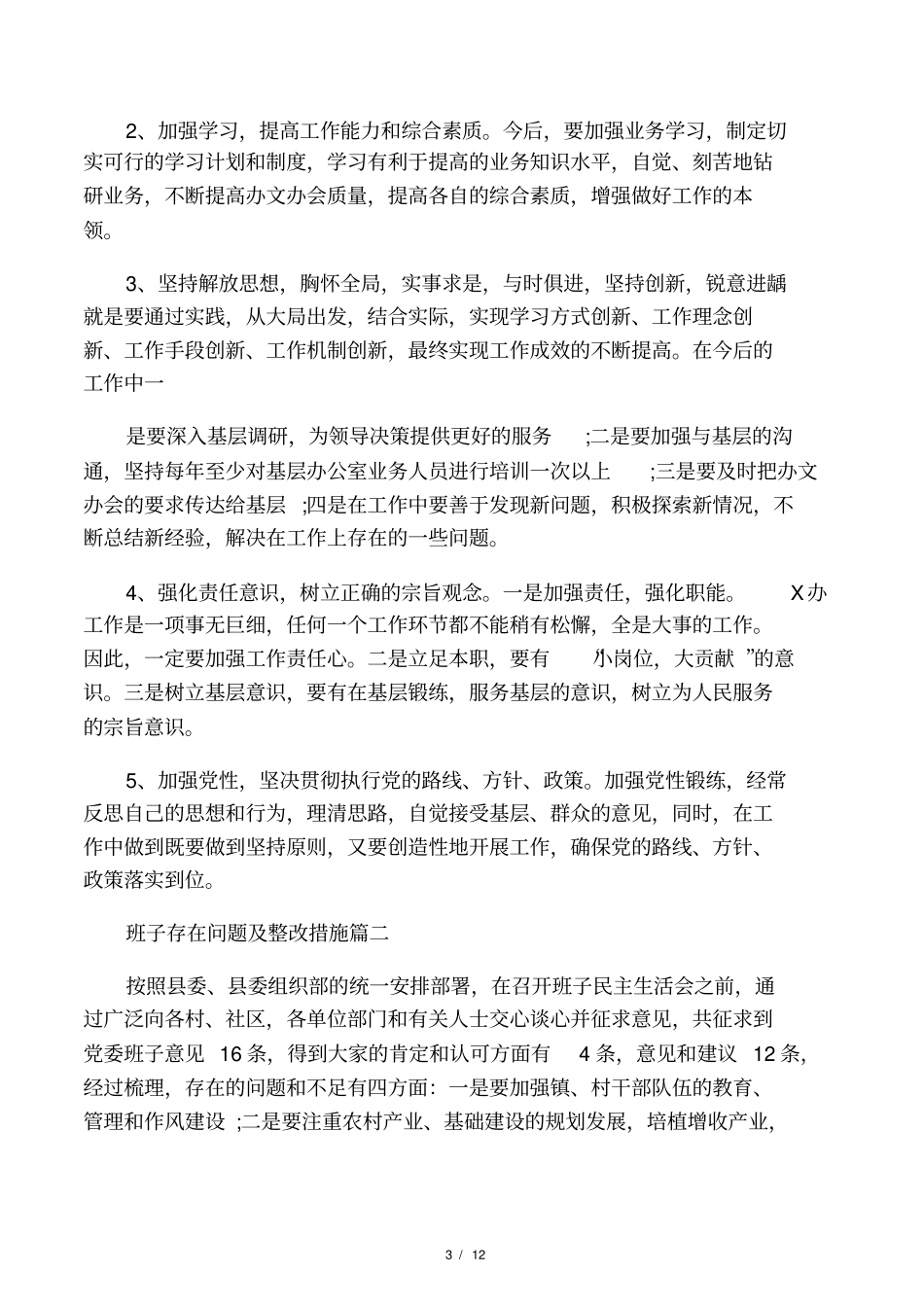班子存在问题及整改措施_第3页