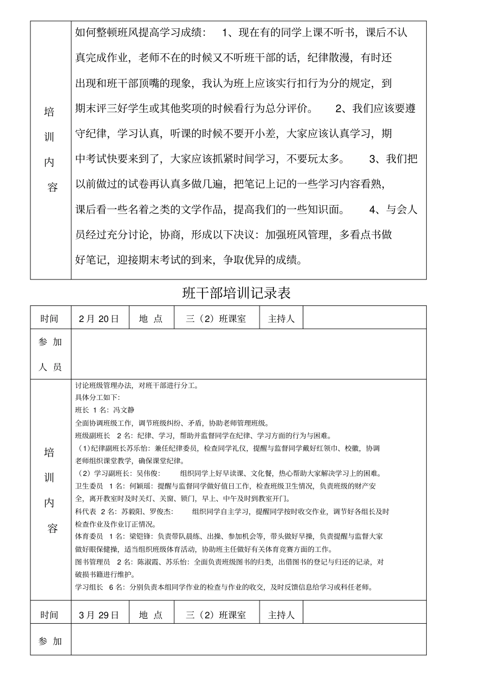班干部培训记录表_第3页