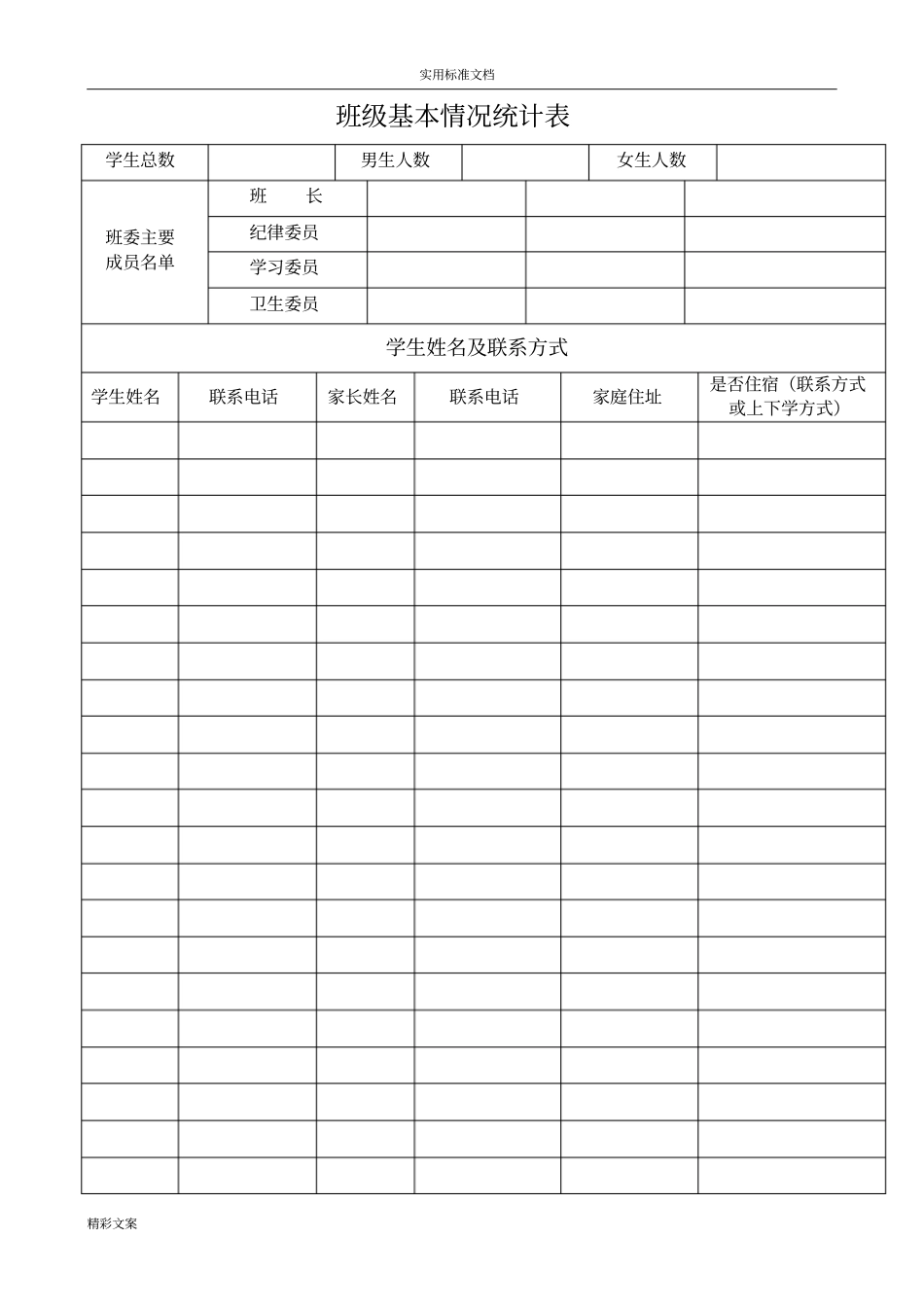 班级基本情况统计表_第1页